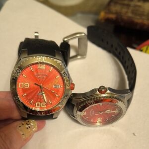 Tommy Bahama Silver and Black Watches Both Work Both Pre Owned